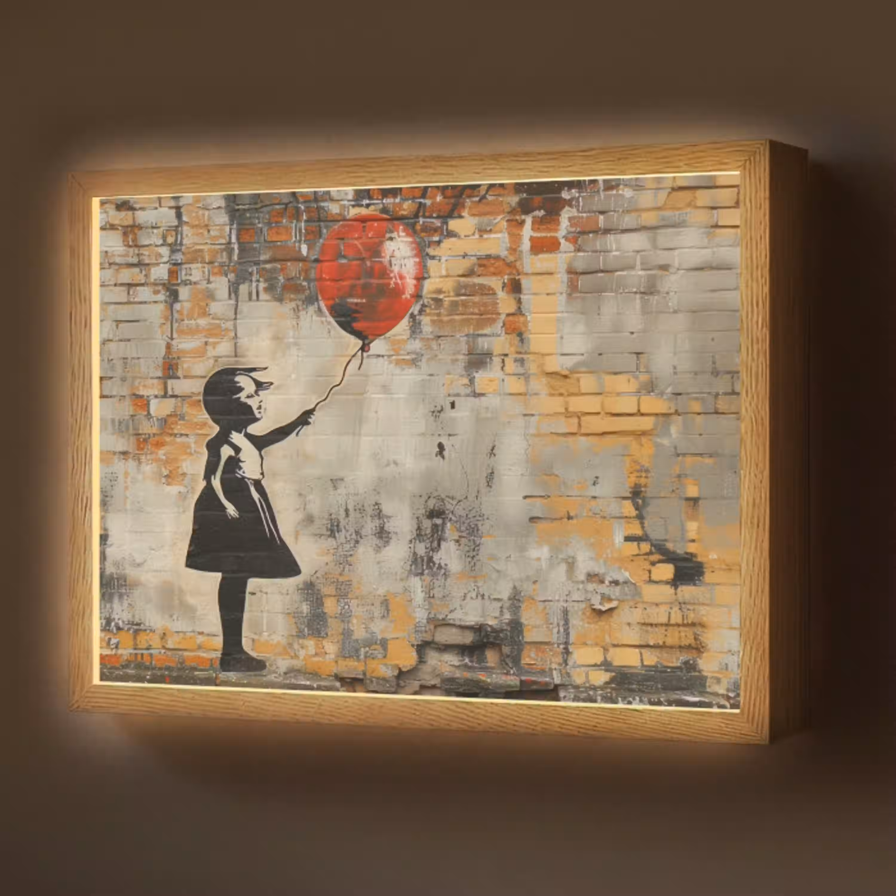Graffiti - Banksy Style - Meisje met ballon Light Box met batterij (Wandlamp) middel -z3d_website