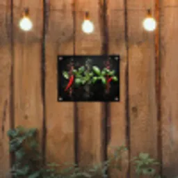 Chilipepers - Basilicum - Blaadjes - Rood tuinposter los doek klein -sfeer1