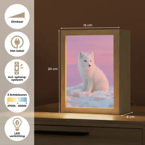 Poolvos - Sneeuw - Roze Light Box met kabel (Tafellamp) klein -USP_NL