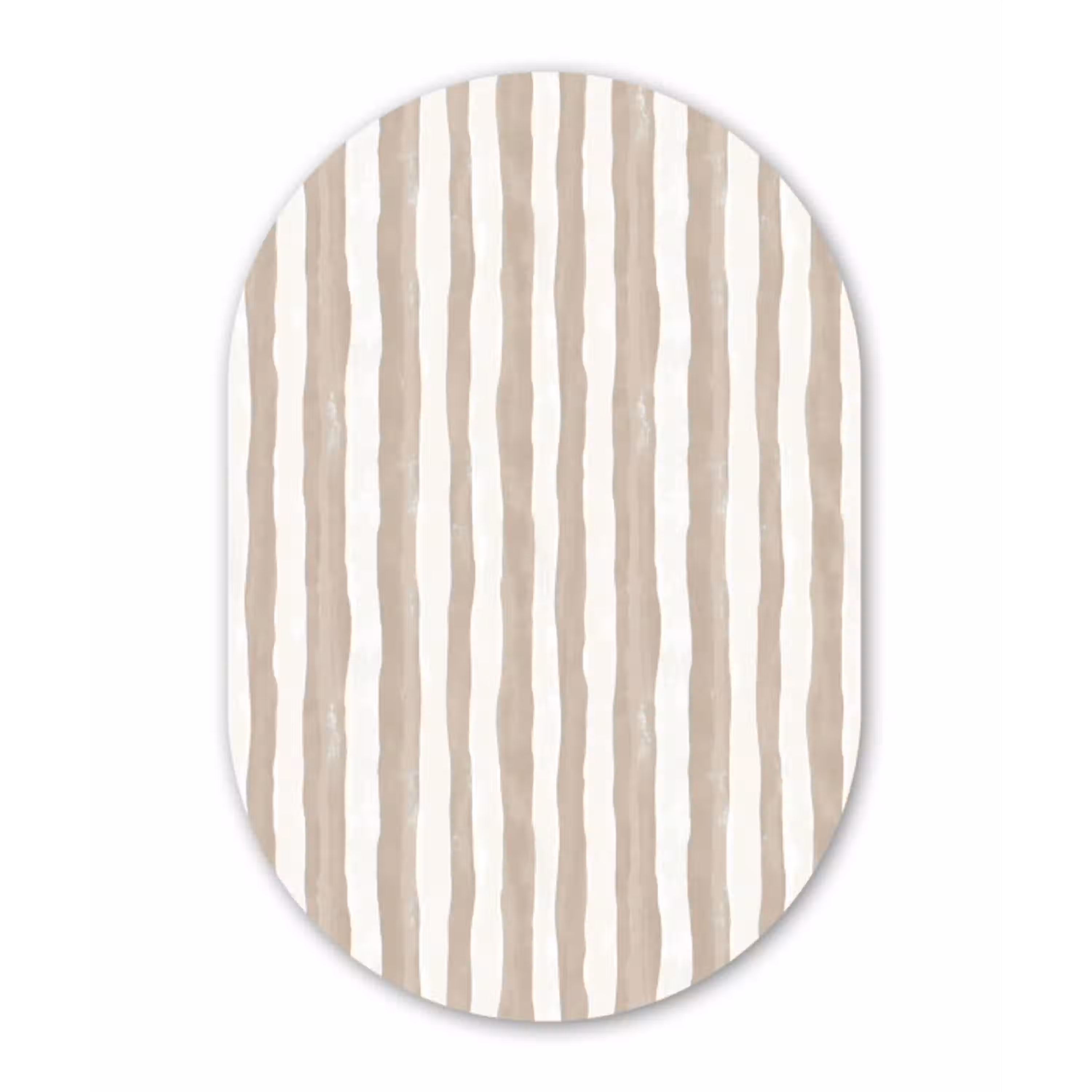 Minimalistisch - Strepen - Beige Wandcirkel Ovaal Aluminium middel 839 -3d