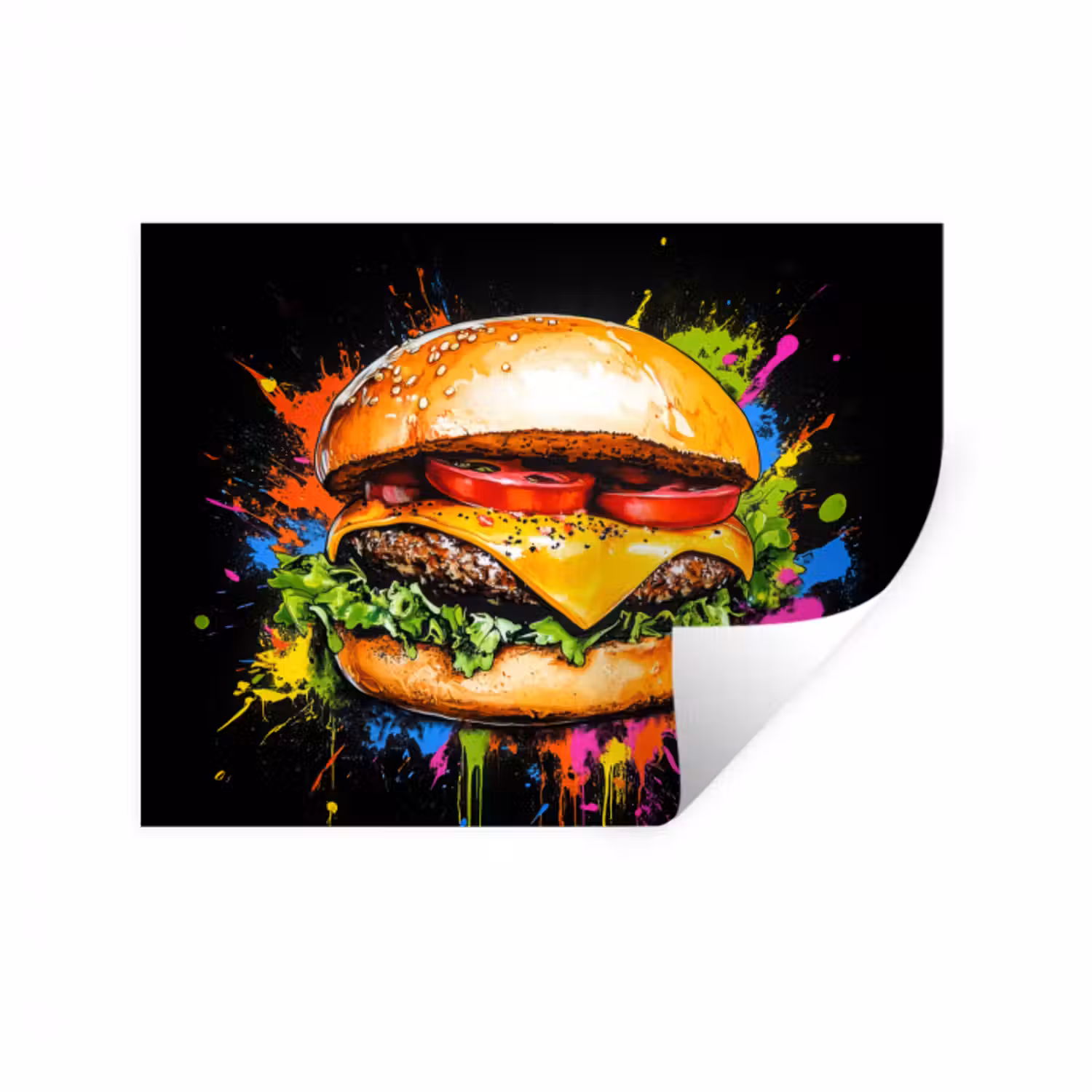 Wandtattoo – Hamburger - Graffiti - Farbe - Bunt - Essen - Abstrakt