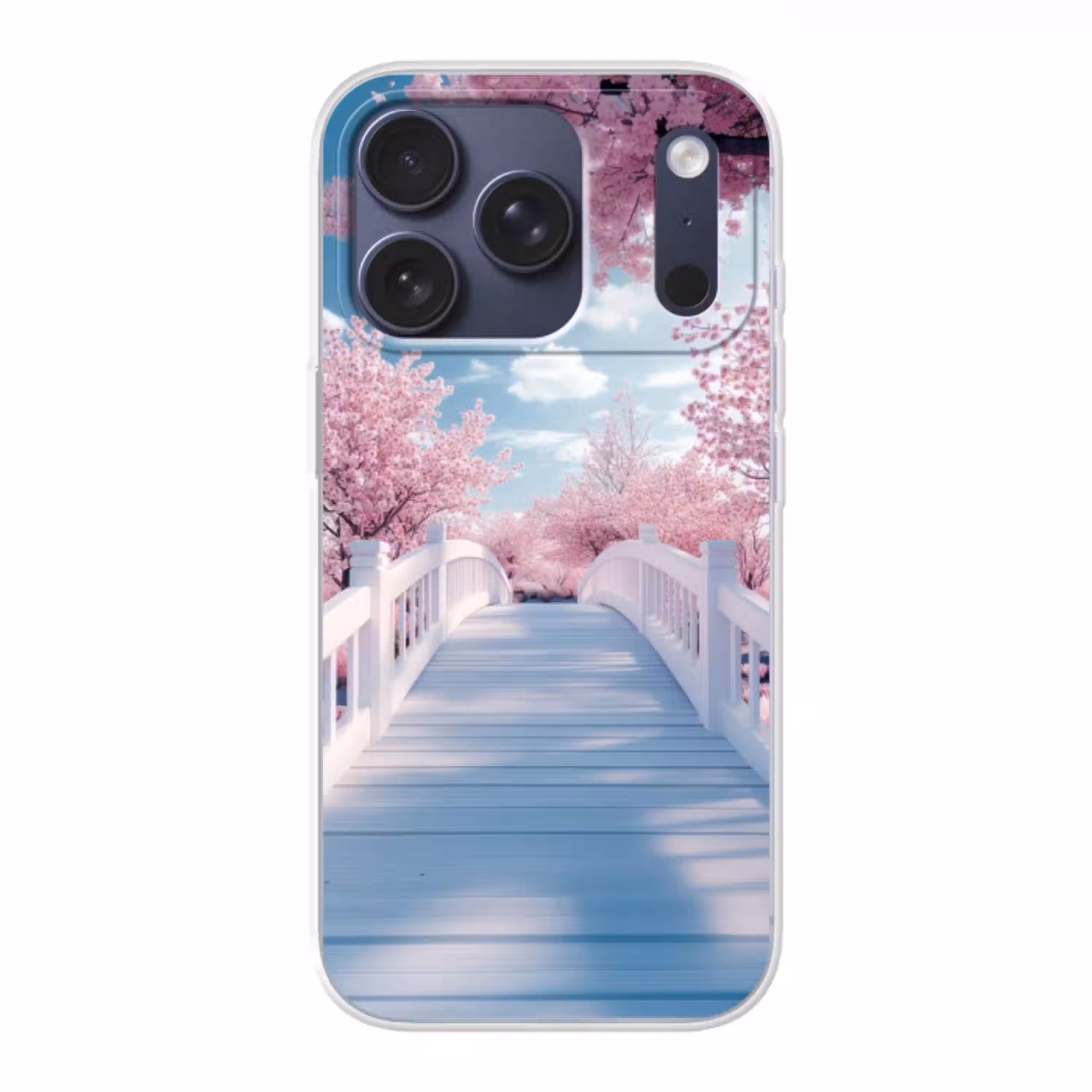 Brug - Kersenbomen - Wit Telefoonhoesje iPhone 17 Pro klein -3d
