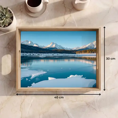 Landschap - Winter - Meer - Bergen - Uitzicht - IJs Dienblad Rechthoek middel -USP_Formaat