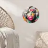 Vrouw - Kauwgom - Graffiti - Neonkleuren Wandcirkel behangsticker klein -sfeer4