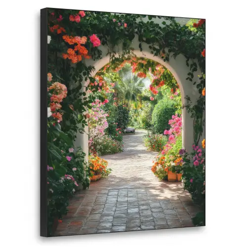 Doorkijk - Bloemen - Natuur - Bloementuin Textielframe - compleet frame klein -3d