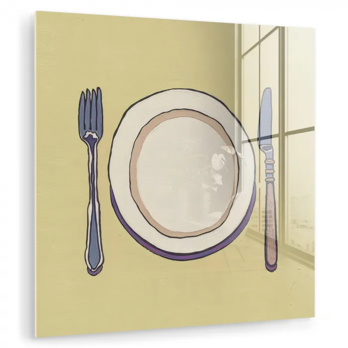 Illustratie - Bord - Bestek - Beige plexiglas 5mm klein -zzzproduct_nieuw