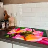 Tropische vogel tussen roze bloem Inductie beschermer vinyl 3mm klein -sfeer3