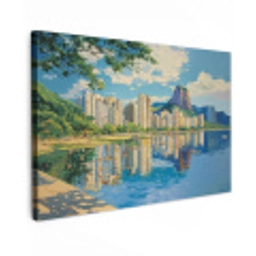 Berg - Skyline - Strand - Water Tuinposter op houten frame 2 cm dik klein -3d