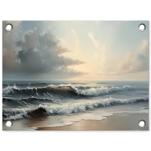 Strand - Zee - Zonsondergang tuinposter los doek klein -3d