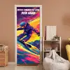 Snowboarder im Neon-Style auf bunter Piste mit personalisierbarem Namensfeld. deurposter klein -sfeer1