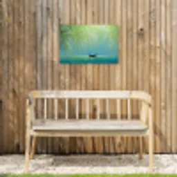 Bootje - Water - Bladeren - Bloesems Tuinposter op houten frame 2 cm dik klein -sfeer4