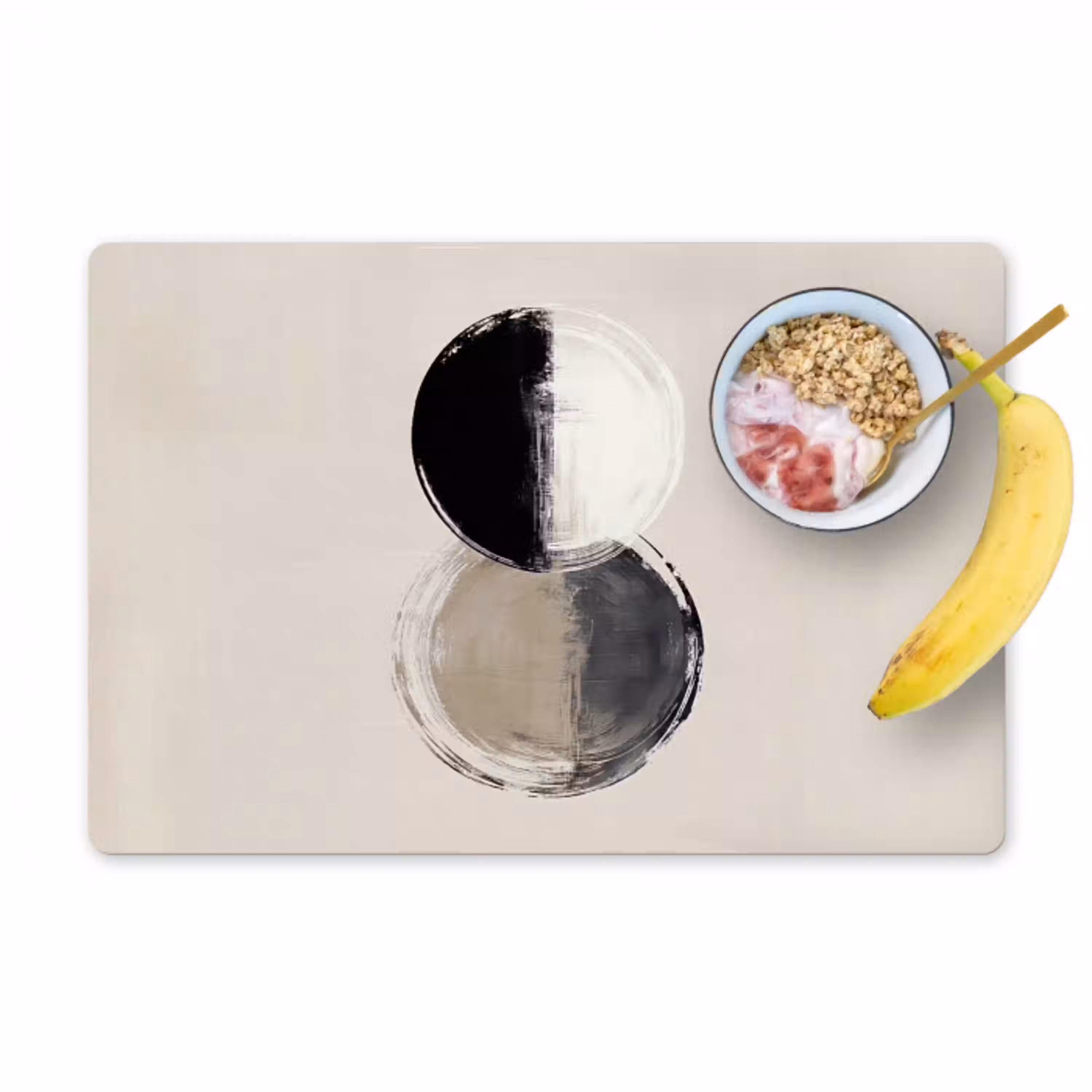 Cirkels - Strepen - Minimalistisch - Zwart Placemat vinyl groot -zzzproduct_Kitchenyeah-website