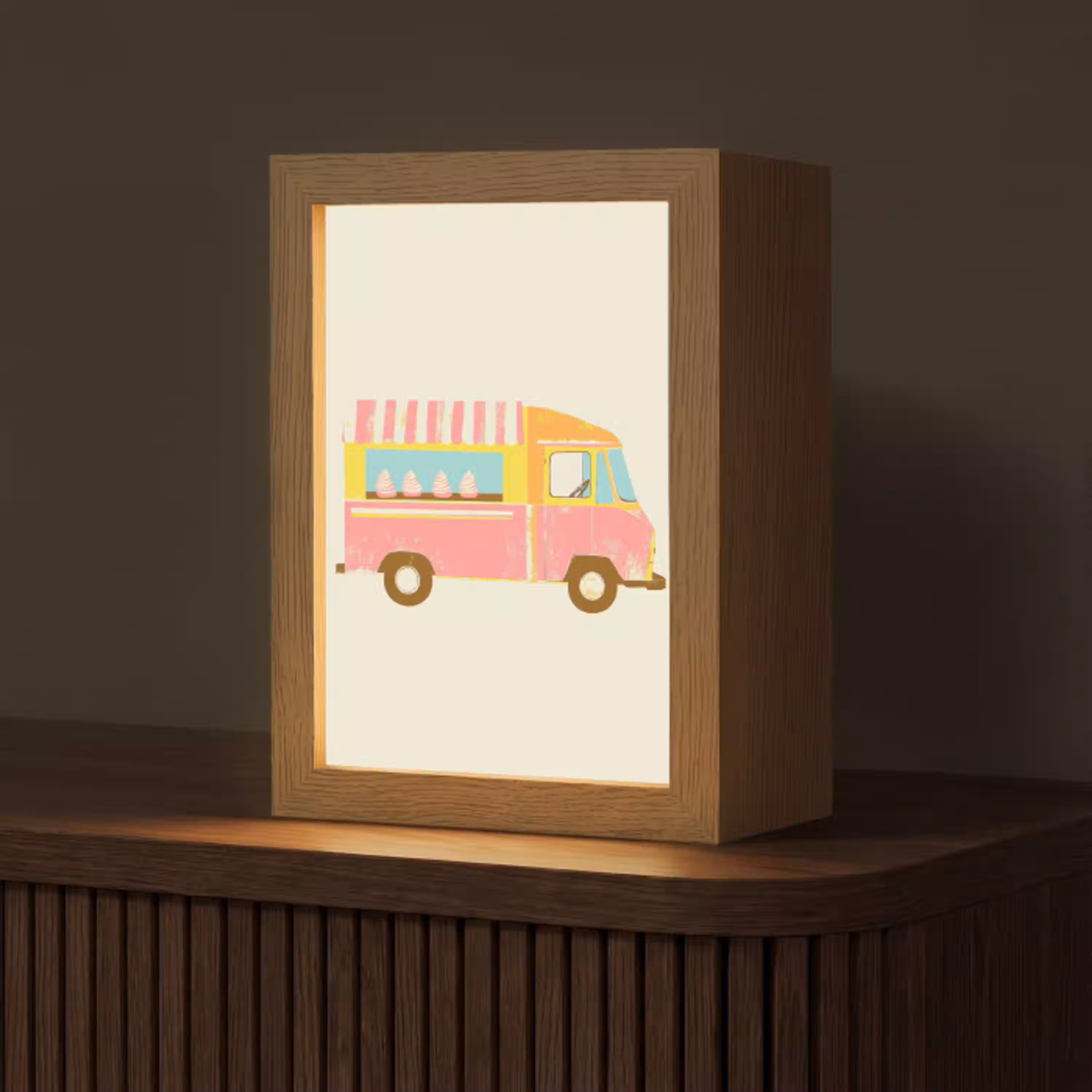 Ijskar - Retro - Softijsjes - Roze Light Box met kabel (Tafellamp) klein -z3d_website