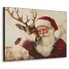 Kerstman - Rendier - Kerst - Christmas Textielframe zwart klein -3d