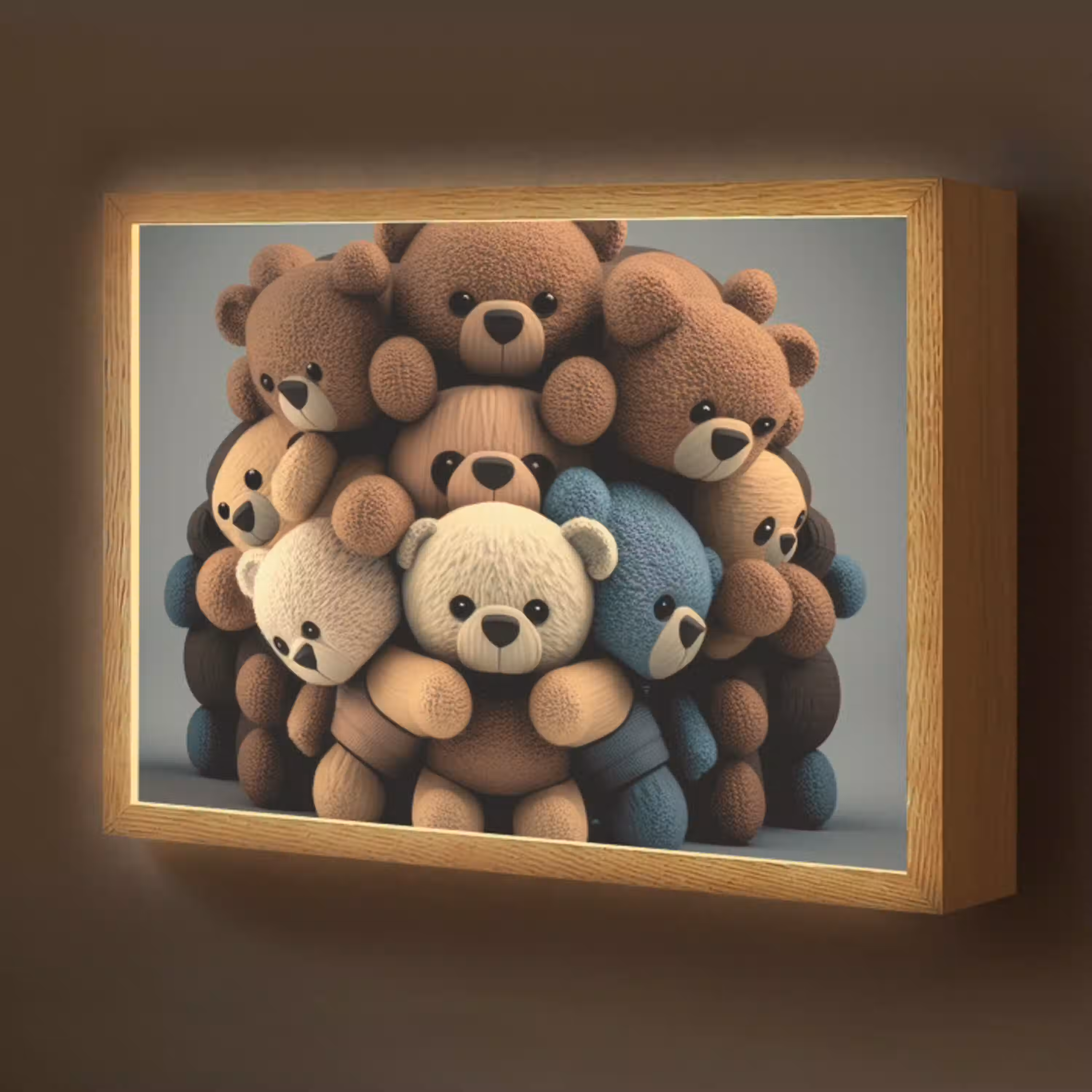 Teddybeer - Knuffel - Bruin - Design - Jongens - Meisjes Light Box met batterij (Wandlamp kind) middel -z3d_website