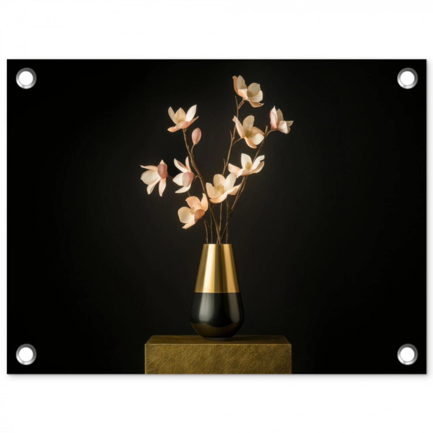 Sierlijk - Boeket - Goud - Vaas tuinposter los doek klein -3d