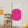 Smiley - Roze - Stippen deurposter klein -sfeer4