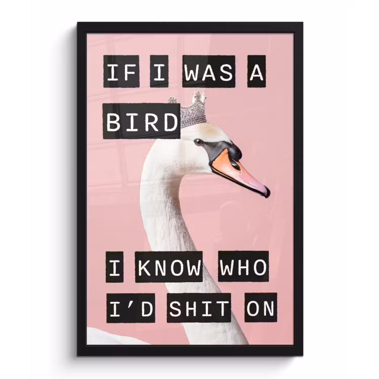 Poster met lijst - Zwaan - Vogel - Decoratie - Roze