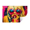 Zonnebril - Roze - Vrouw - Rietje Muursticker klein -3d