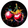 Kersen - Fruit - Graffiti - Verf - Abstract - Modern - Kleurrijk Wandcirkel plexiglas klein -3d
