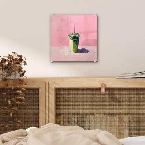 Beker - Rietje - Minimalistisch - Groen plexiglas 5mm klein -sfeer4