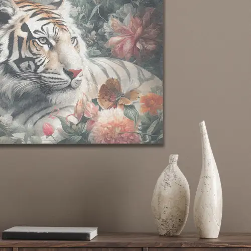 Tijger - Wilde dieren - Bloemen - Jungle PET vilt klein -sfeer6_closeup