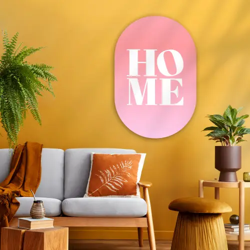 Home - Letters - Groot - Roze Wandcirkel Ovaal Glas middel -sfeer4