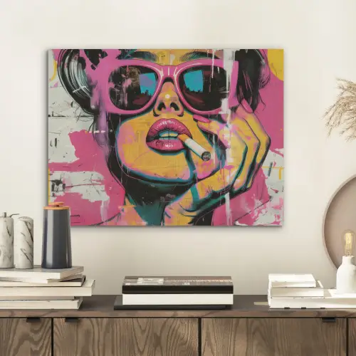 Portret - Vrouw - Abstract - Zonnebril PET vilt klein -sfeer1