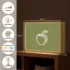Lijntekening - Appel - Olijfgroen - Blaadje Light Box met batterij (Wandlamp) middel -USP_websiteoverzichtNL