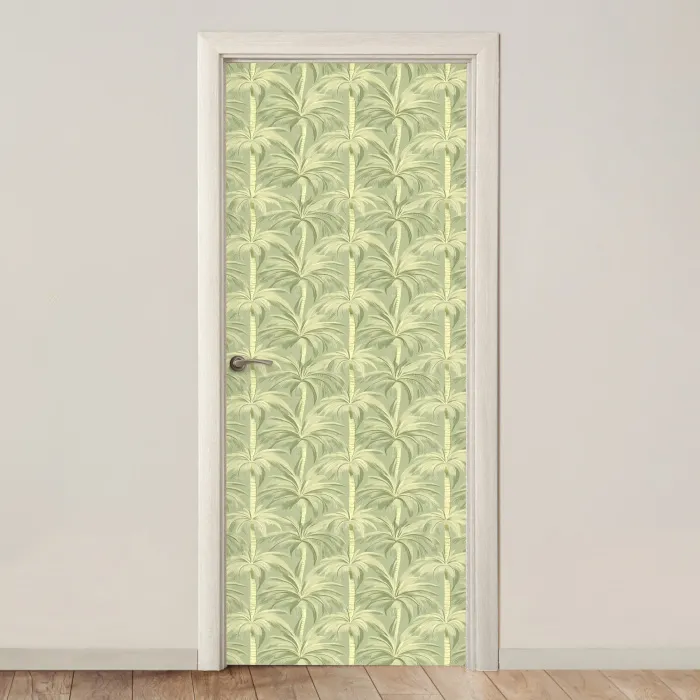 Palmwoud - Tropisch - Groen deurposter klein 289 -3d_beige
