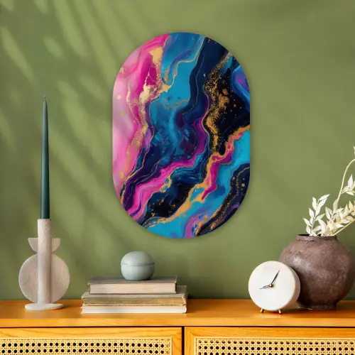 Marmer - Modern - Goud Wandcirkel Ovaal Forex klein -sfeer2