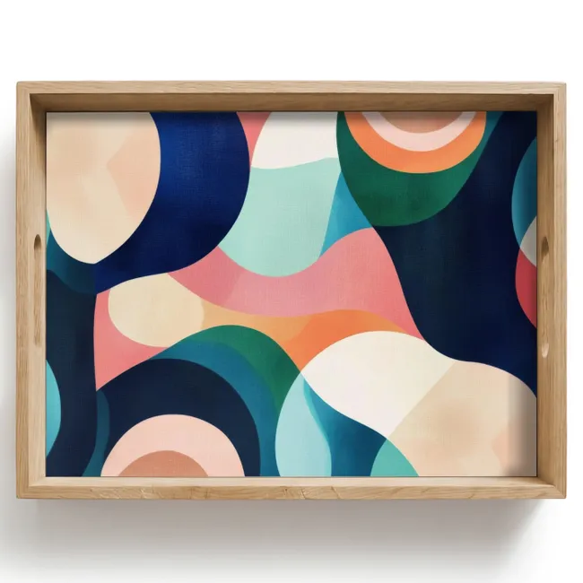 Dienblad - Abstract - Blauw - Roze
