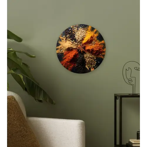 Specerijen - Explosie - Oranje Wandcirkel kunststof plaat 5mm dik klein -sfeer3