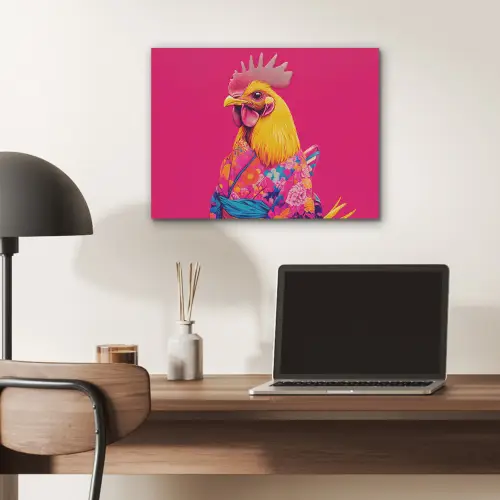 Haan - Kleurrijk - Kimono - Roze PET vilt klein -sfeer5
