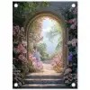 Doorkijk - Rozen - Vintage - Bloemen tuinposter los doek klein -3d