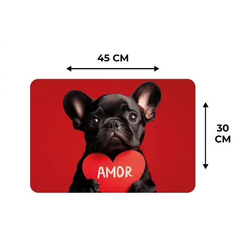 Amor - Hond  - Hartje - Rood Placemat vinyl groot -specs
