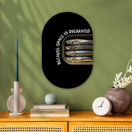 Sardines - Tekst - Vis - Blik Wandcirkel Ovaal Forex klein -sfeer2
