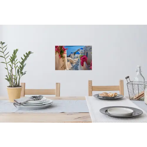 Santorini - Bloemen - Griekenland Muursticker klein -eettafel