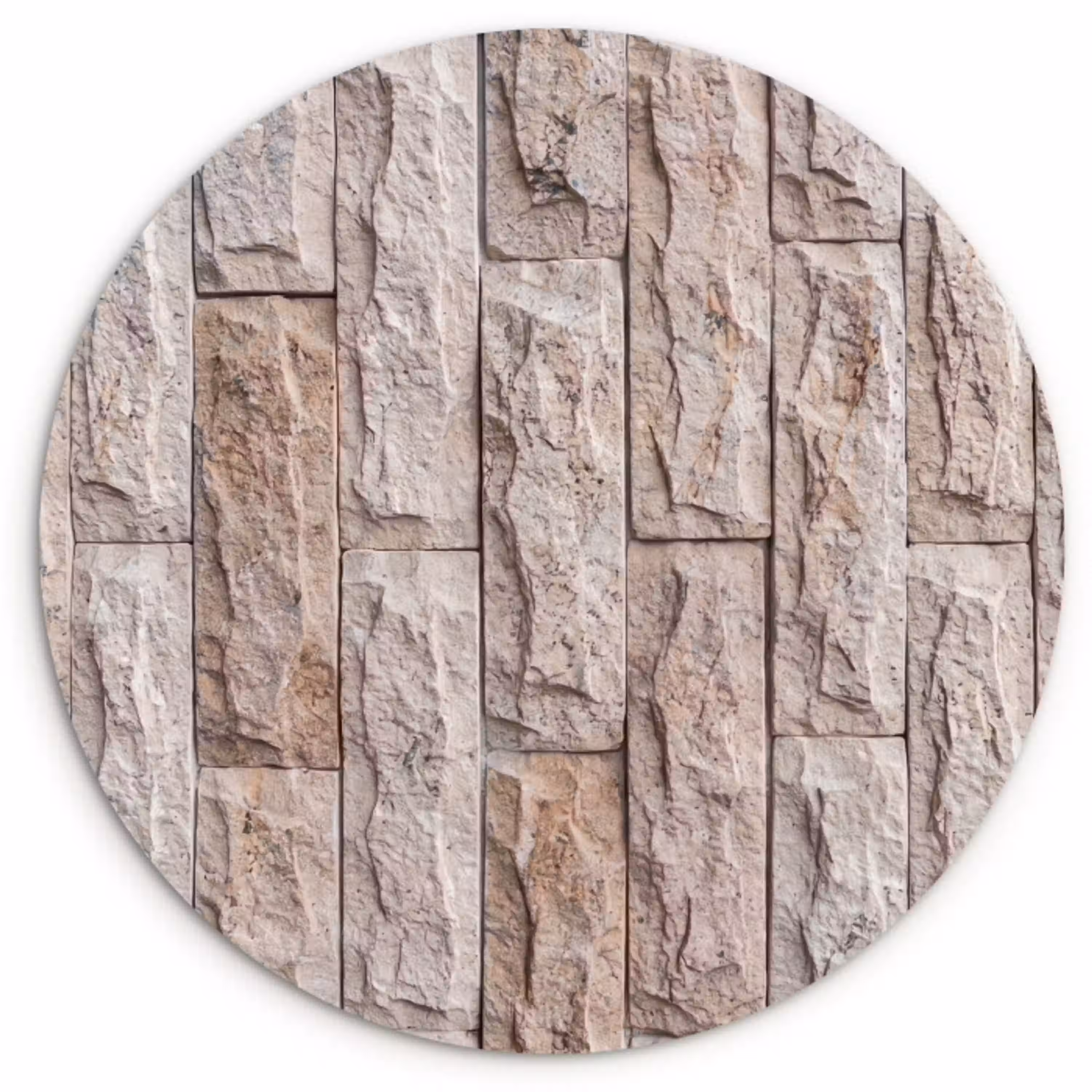 Muur - Steen - Ruw - Beige - Textuur Wandcirkel kunststof plaat 5mm dik klein -3d