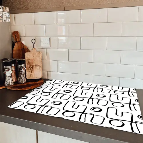 Geometrie - Zwart - Wit Inductie beschermer vinyl 3mm klein 276 -sfeer3
