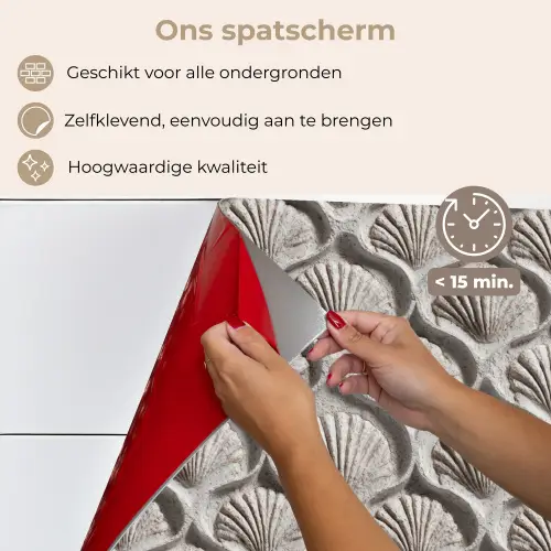 Zand - Schelpenvorm - Grijs keuken achterwand spatscherm klein 900 -spatscherm_NL