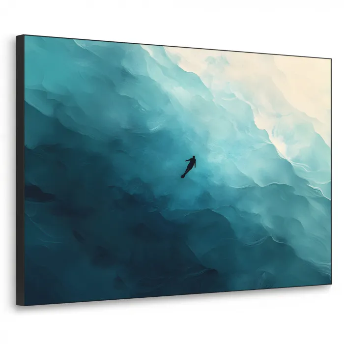 Zee - Silhouet - Abstract - Blauw Textielframe - compleet frame klein -3d