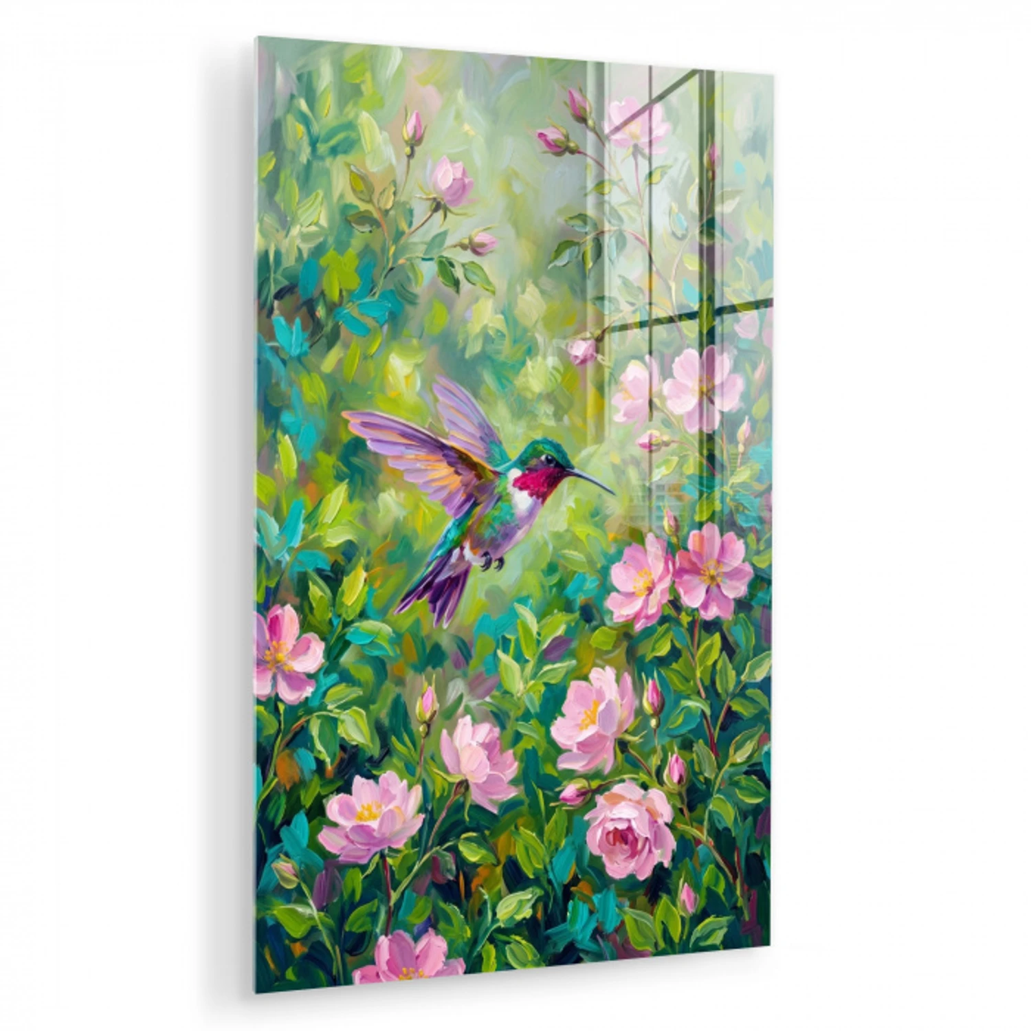 Kolibrie - Bloemen - Natuur - Kleurrijk plexiglas 5mm klein -zzzproduct_nieuw