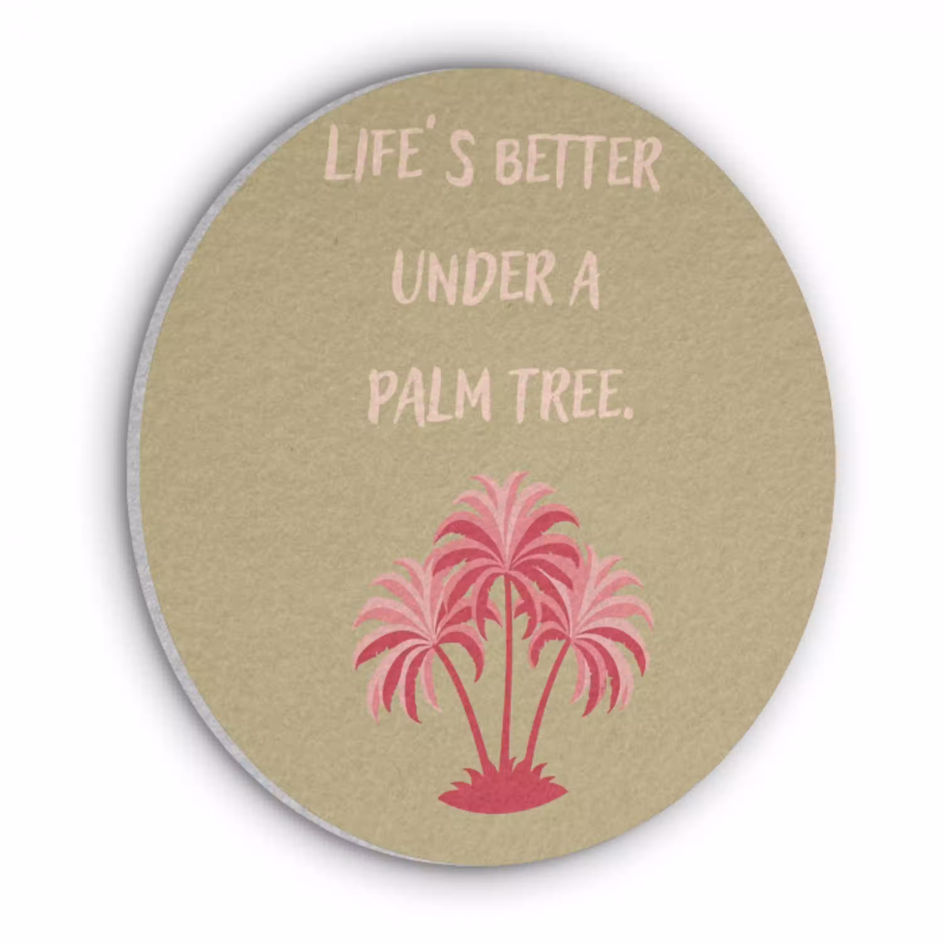Groen - Zomer - Quote - Palmboom Akoestische PET Vilt - Rond klein -3d