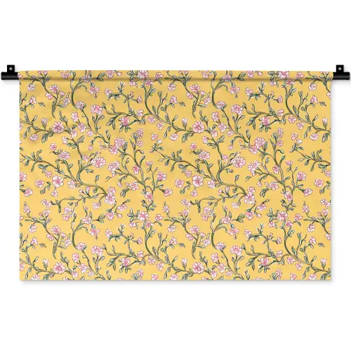 Bloemen - Motief - Geel Wandkleed katoen klein 269 -zz3d