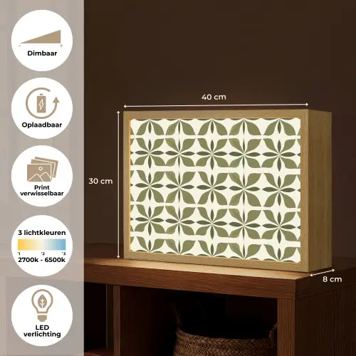 Botanisch - Retro - Groen Light Box met batterij (Wandlamp) middel 907 -USP_websiteoverzichtNL