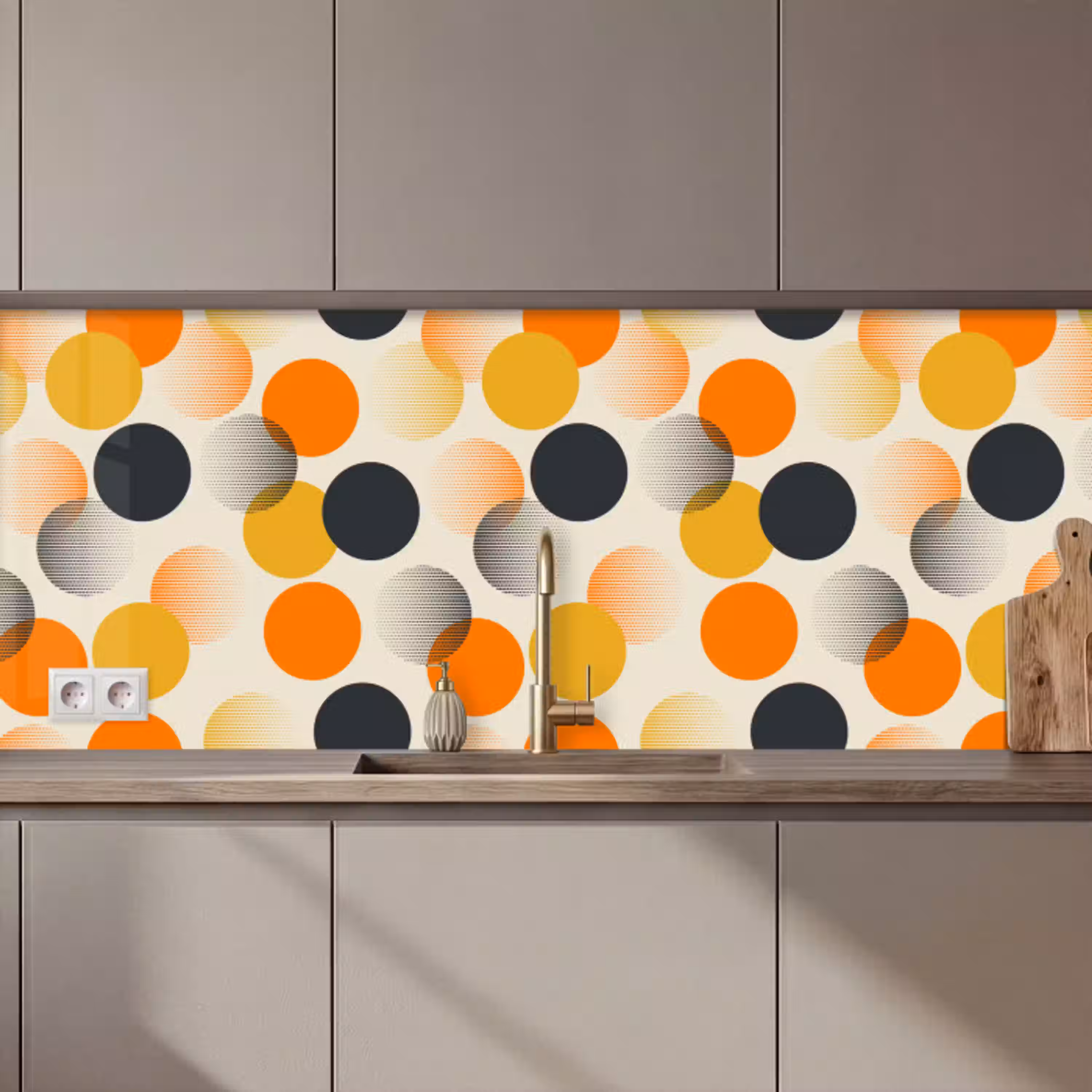 Polkadot - Design - Retro - Oranje keuken achterwand 2 middel 871 zz_3dshopping