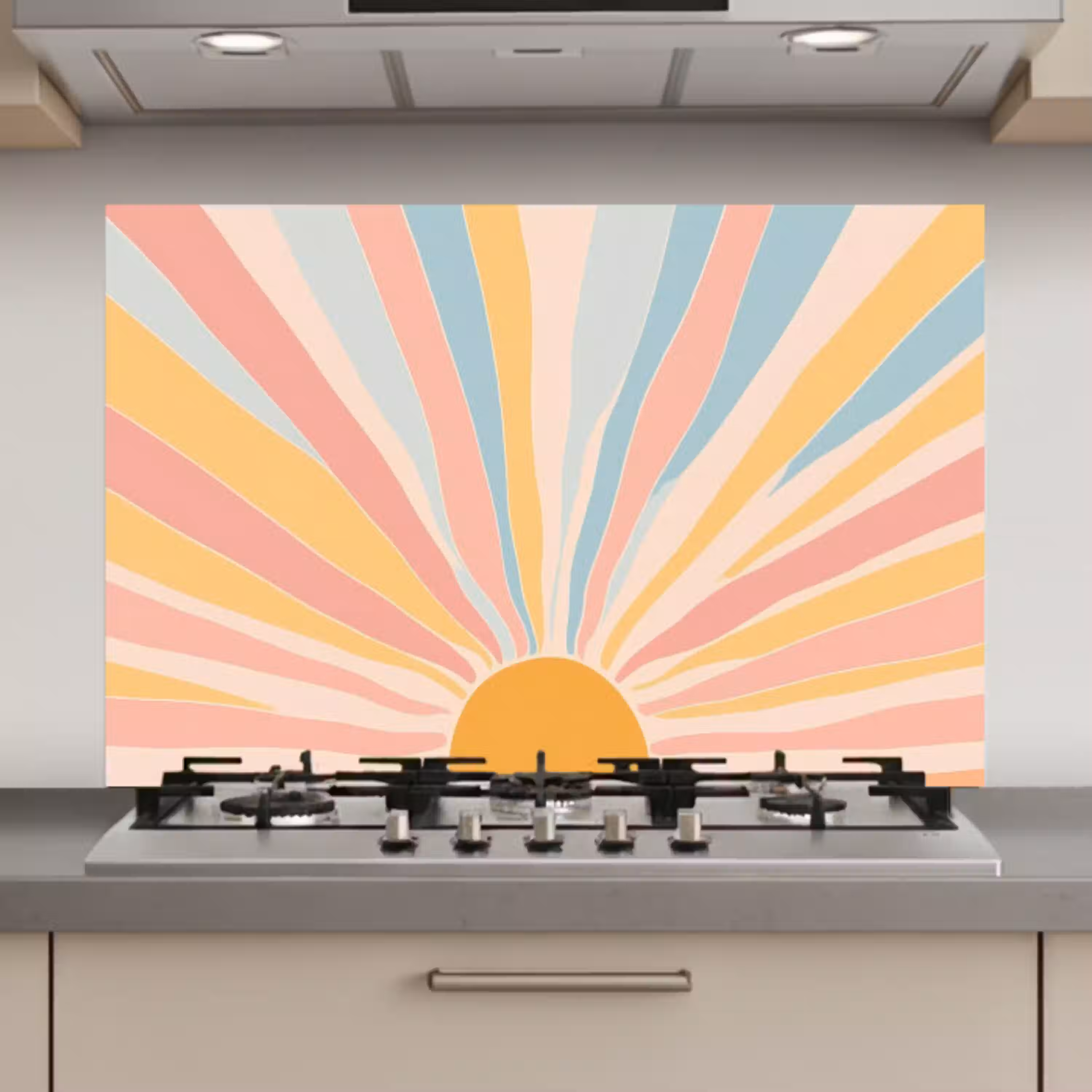 Illustratie - Zon - Pastelkleuren keuken achterwand spatscherm klein -3d_website