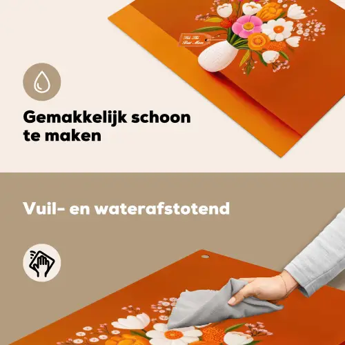 Vaas - Bloemen - Oranje Inductie beschemer met haakjes klein -ky-schoon-nl