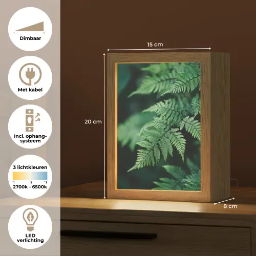 Varenblad - Groen - Structuur - Wazig Light Box met kabel (Tafellamp) klein -USP_NL